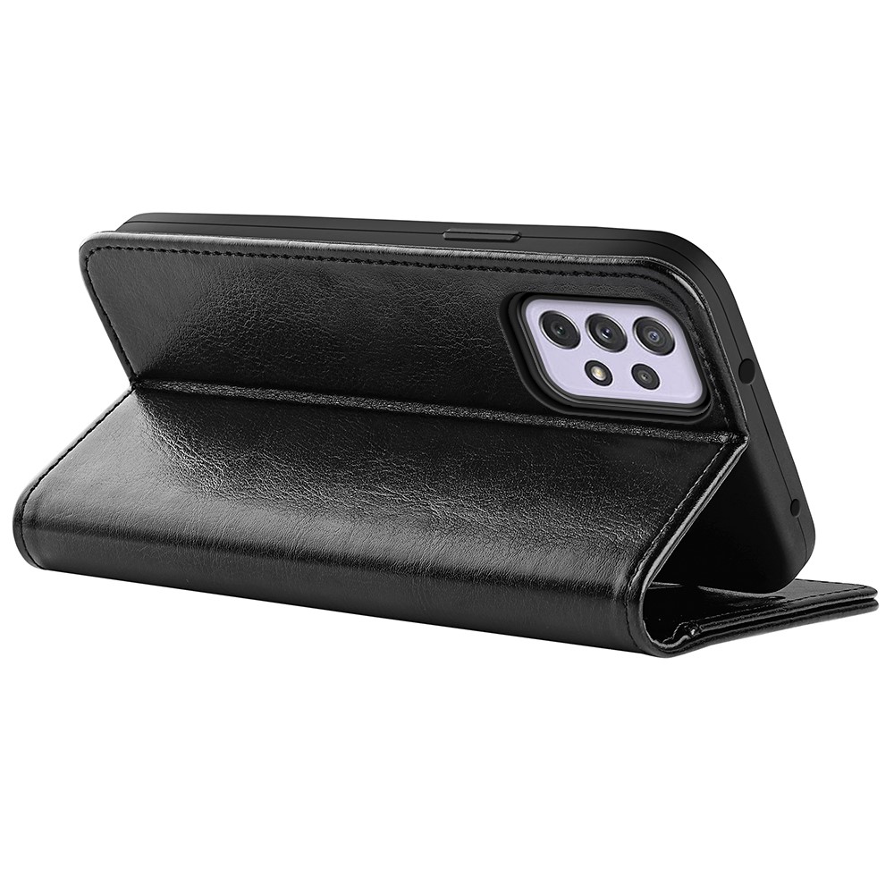 Crazy Horse Texture Non-slip Grip PU Leather + Inner TPU Shell Stand Wallet Flip Phone Case for Samsung Galaxy A73 5G - Black-7