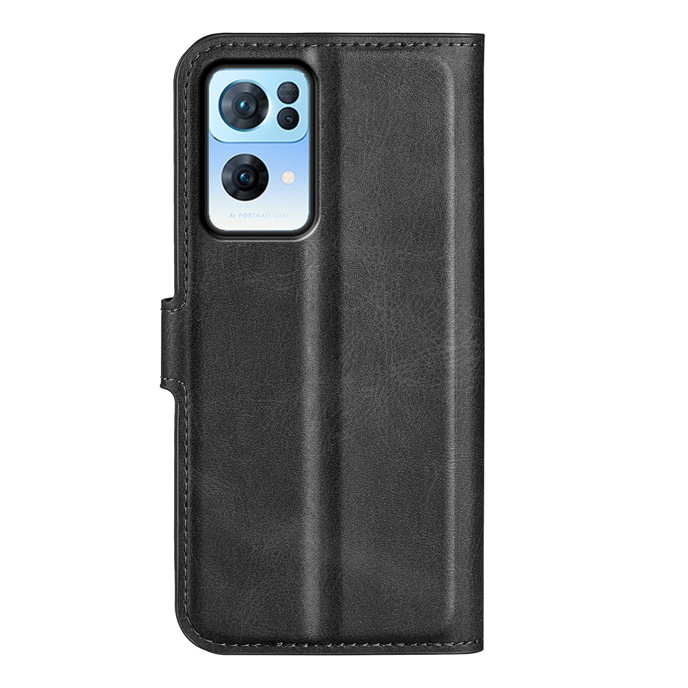 Folio Flip PU Leather + Soft Inner TPU Phone Case All-round Anti-drop Stand Wallet Protective Cover for Oppo Reno7 Pro 5G - Black-3