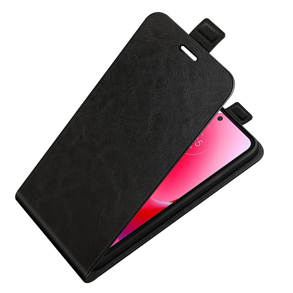 Textura Crazy Textura Vertical Flip Choque-resistente A Couro Capa Telefone Protetor De Escudo Com Card Slot Design Para OPPO Reno7 Pro 5G - Preto