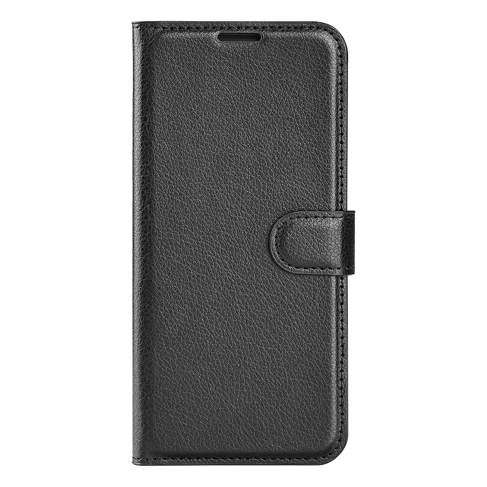 Litchi Texture PU Leather Folio Flip Stand Wallet Case Overall Protection TPU Inner Cover for Oppo Reno7 Pro 5G - Black-2