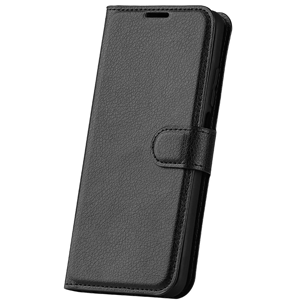 Litchi Texture PU Leather Folio Flip Stand Wallet Case Overall Protection TPU Inner Cover for Oppo Reno7 Pro 5G - Black-8