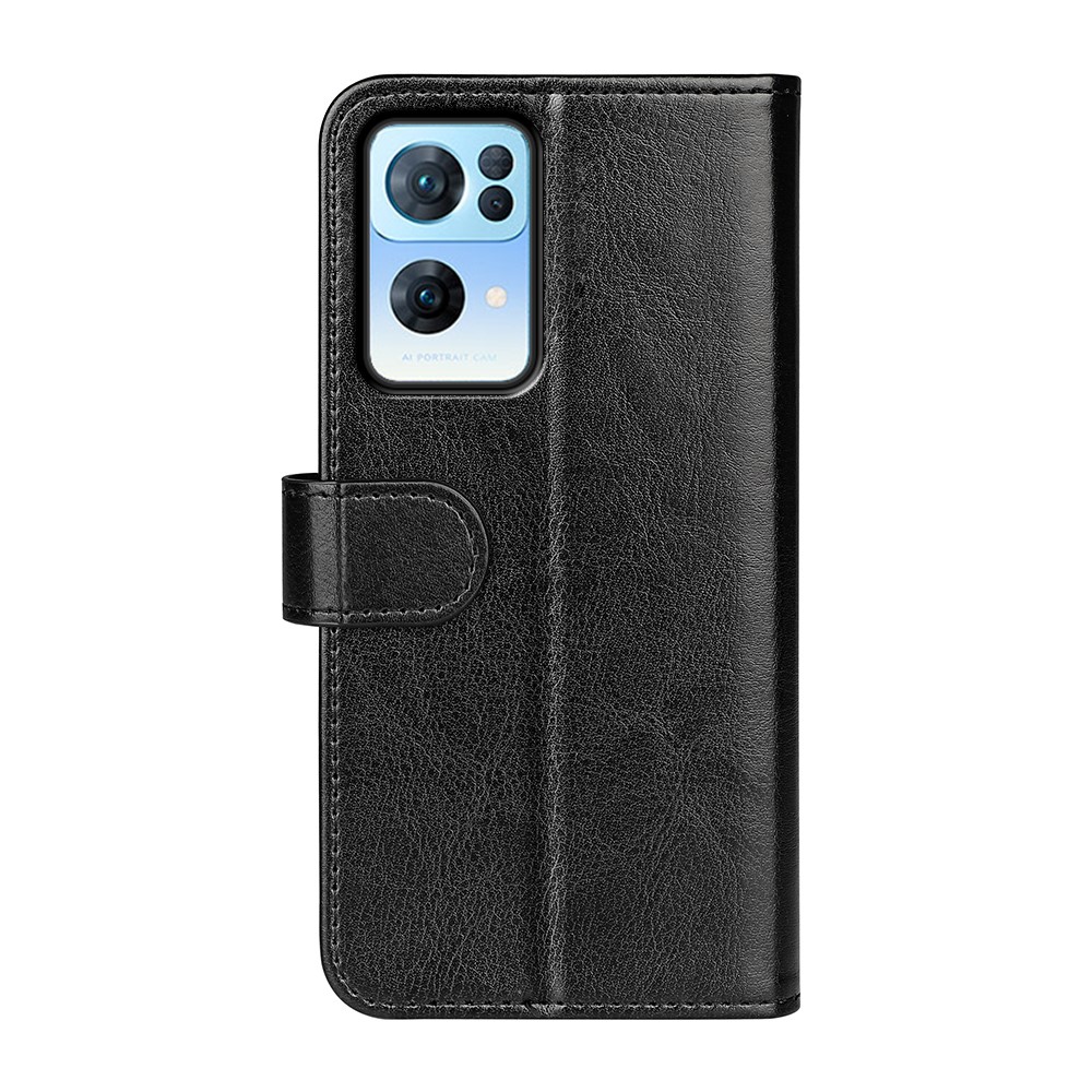 Crazy Horse Texture PU Leather + Flexible TPU Inner Shell Stand Wallet Flip Phone Case for Oppo Reno7 Pro 5G - Black-3