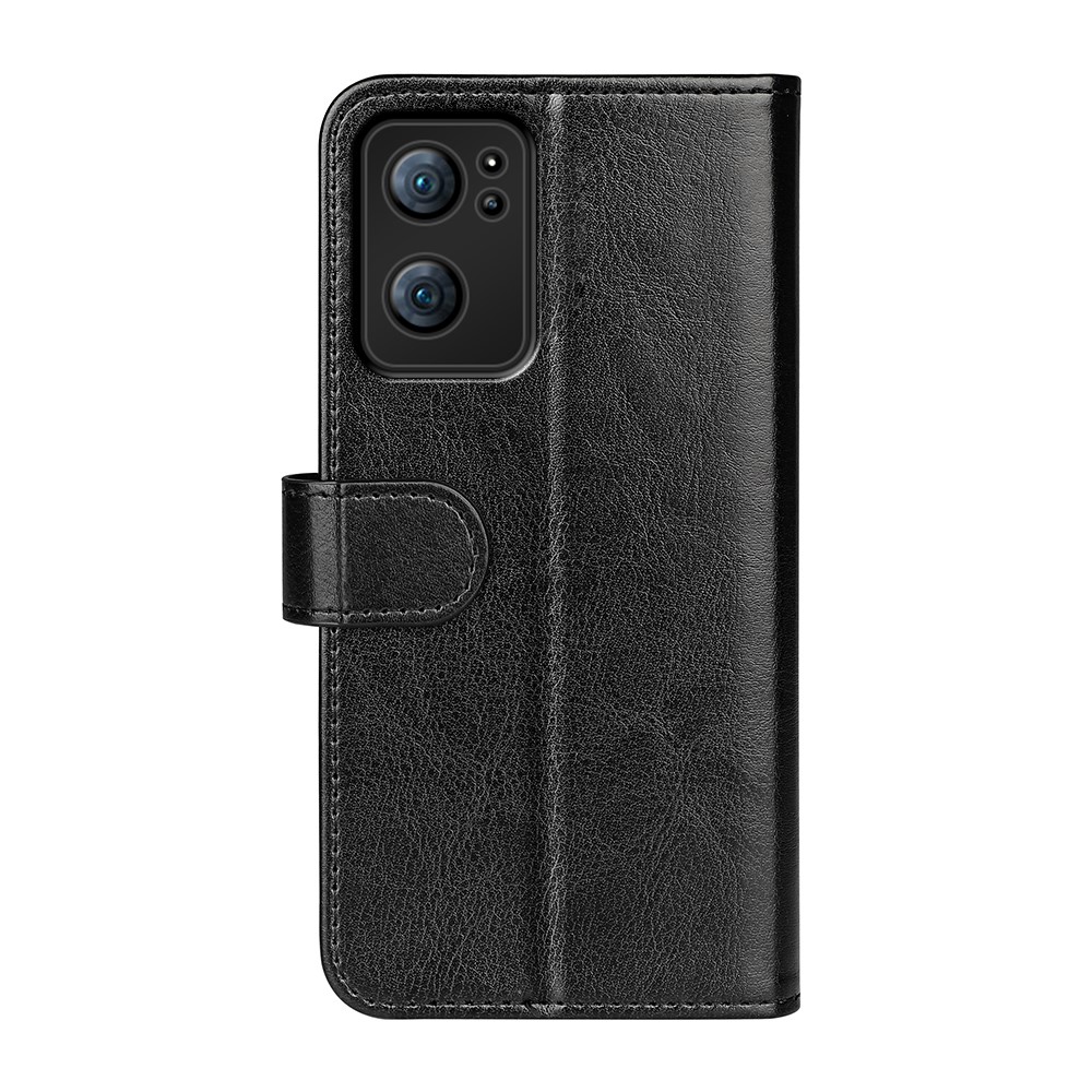 Mobile Phone Covering Crazy Horse Texture PU Leather Coated Soft Inner TPU Stand Wallet Flip Phone Case for Oppo Reno7 5G - Black-3