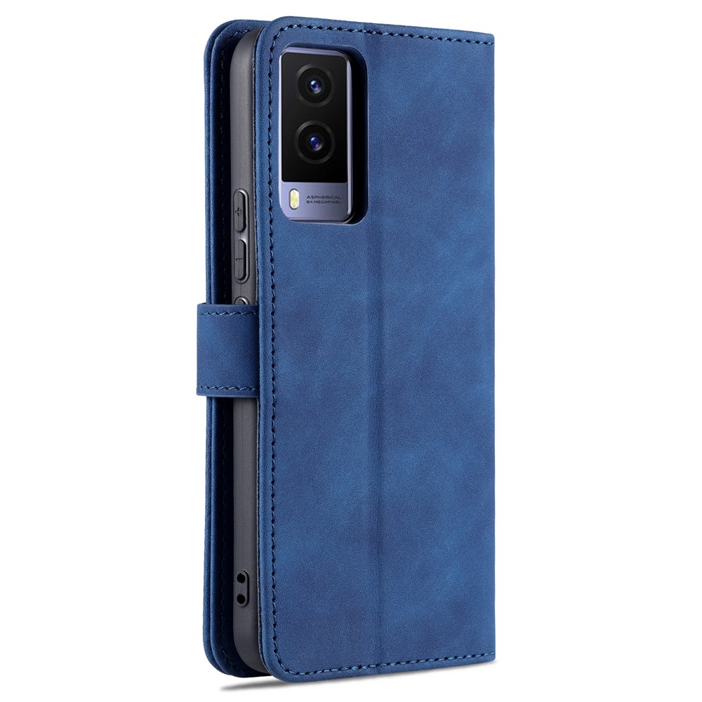 AZNS PU Leather Magnetic Clasp Cover Stand Wallet Inner TPU Phone Case for vivo Y71t 5G/V21e 5G - Blue-3