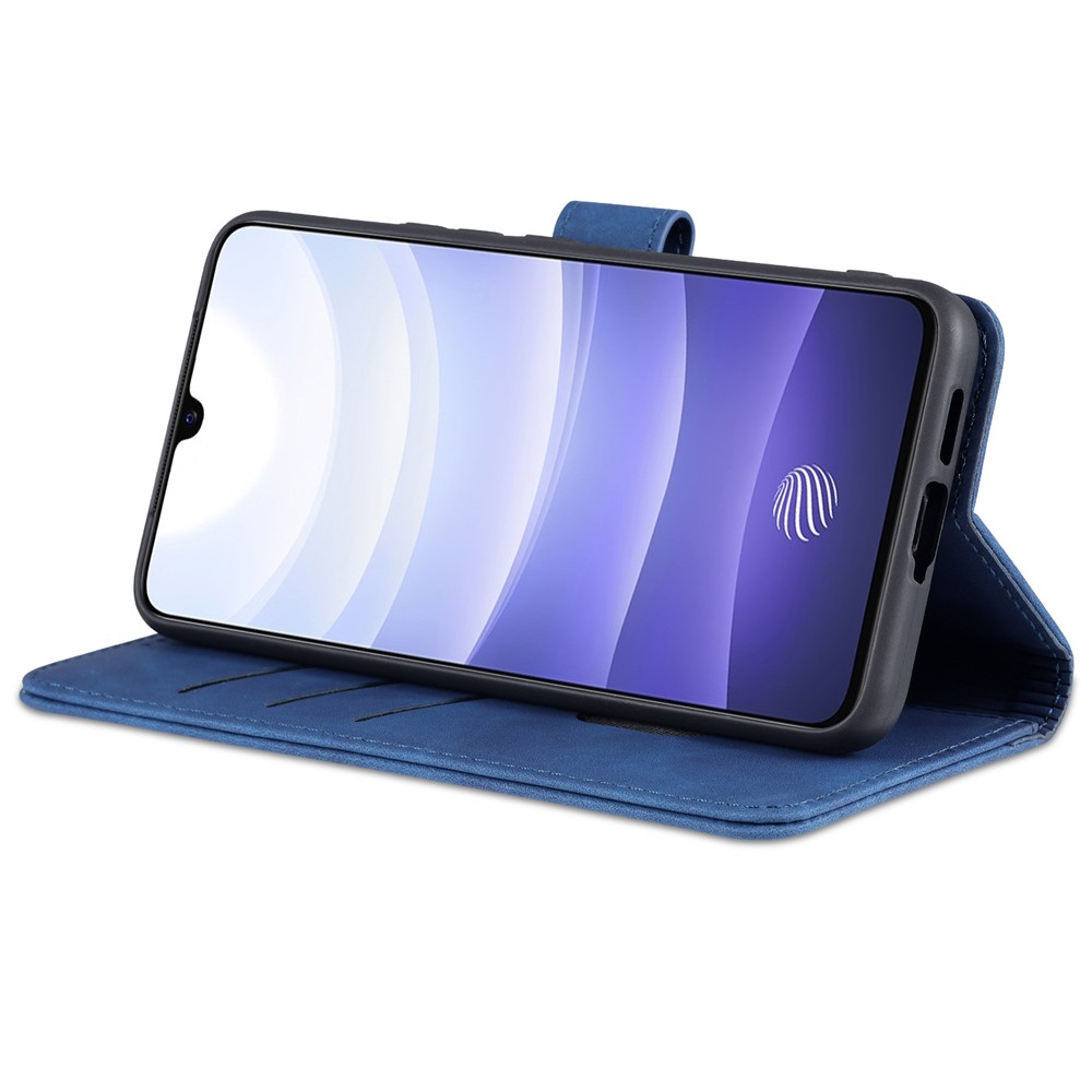 AZNS PU Leather Magnetic Clasp Cover Stand Wallet Inner TPU Phone Case for vivo Y71t 5G/V21e 5G - Blue-4