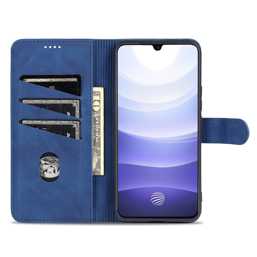 AZNS PU Leather Magnetic Clasp Cover Stand Wallet Inner TPU Phone Case for vivo Y71t 5G/V21e 5G - Blue-7