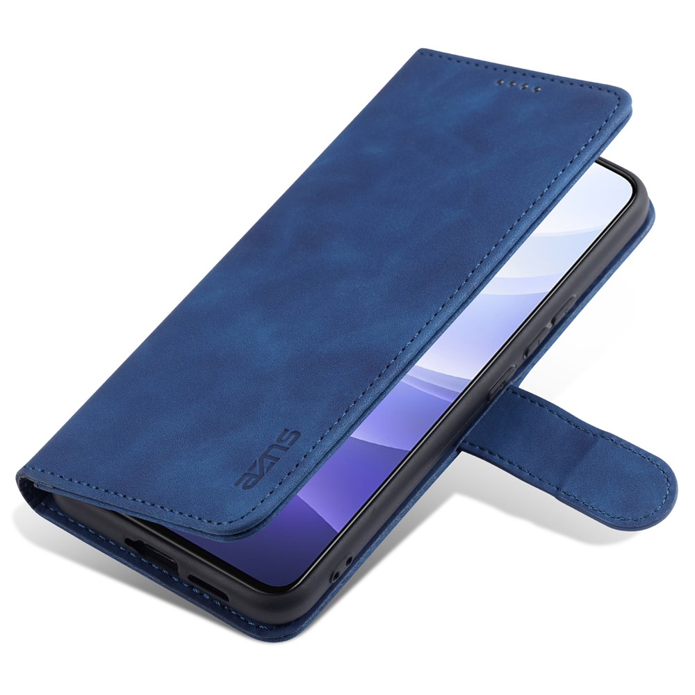AZNS PU Leather Magnetic Clasp Cover Stand Wallet Inner TPU Phone Case for vivo Y71t 5G/V21e 5G - Blue-9