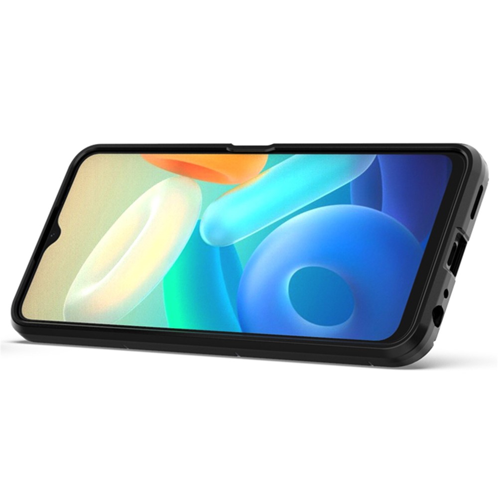 Drop Protection Hard PC Flexible TPU Shock Absorption Kickstand Case for vivo Y76s 5G - Black-4