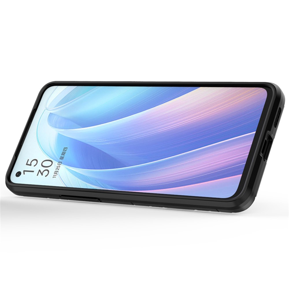 Ring Kickstand Hybrid Hard PC Soft TPU Protective Dual Layer Shockproof Case for Oppo Reno7 5G - Black-4