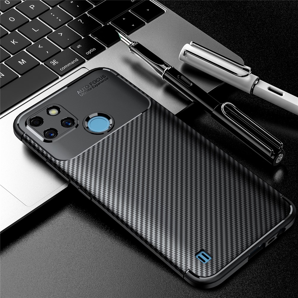 Carbon Fiber Texture Design Soft TPU Anti-Slip Shockproof Phone Cover for Realme C21Y - Black-2