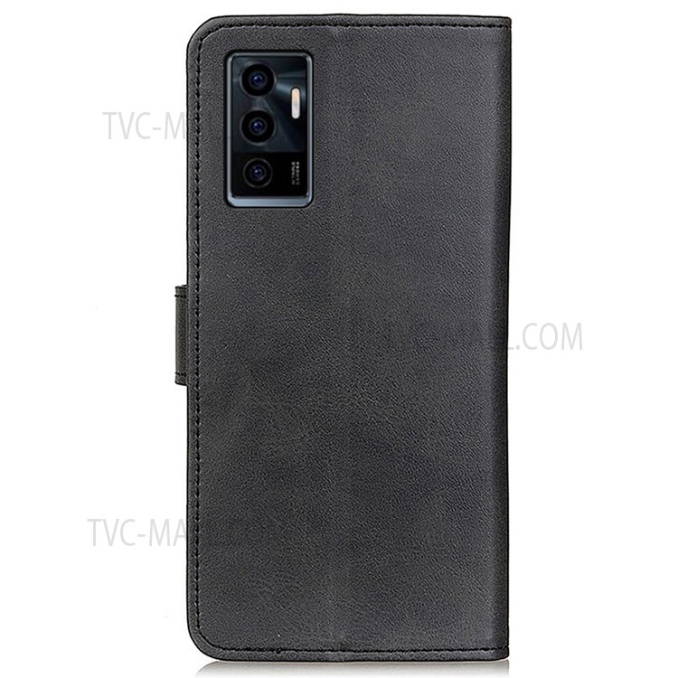 Textured Shockproof Mobile Phone Cover PU Leather Stand Phone Case Folio Flip Wallet Protective Shell for vivo V23e 4G / vivo S10e - Black-3