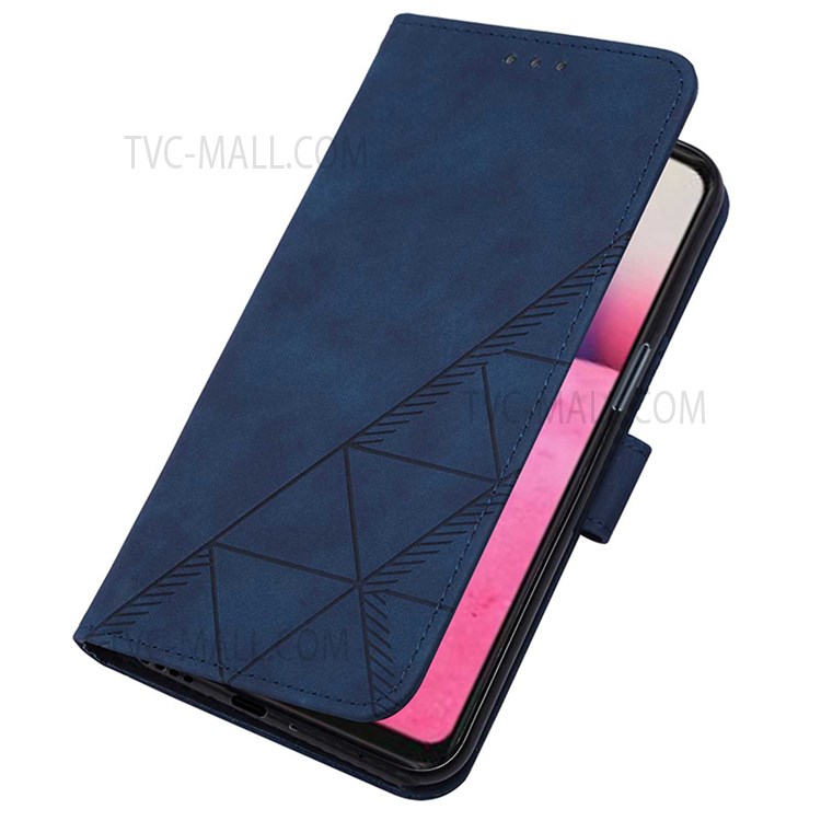 PB2 Series Full Body Protection Imprinting Lines Wallet Stand Leather Phone Cover Case for Oppo A9 (2020)/A5 (2020)/A11/A11x - Sapphire-6