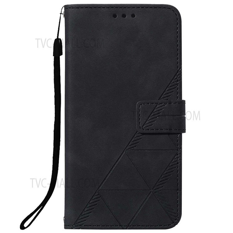 PB2 Series PU Leather + TPU Imprinting Lines Well-protected Phone Cover Stand Wallet Case for Oppo A52/A72/A92 - Black-2