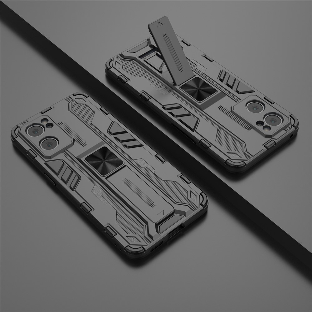 Dual-Layer PC + TPU Impact-Resistant Protective Case with Kickstand Holder for Oppo Reno7 5G - Black-5