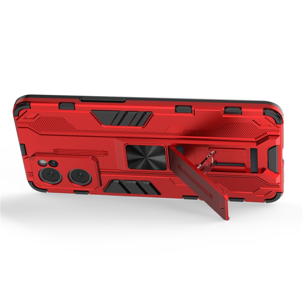 Dual-Layer PC + TPU Impact-Resistant Protective Case with Kickstand Holder for Oppo Reno7 5G - Red-3