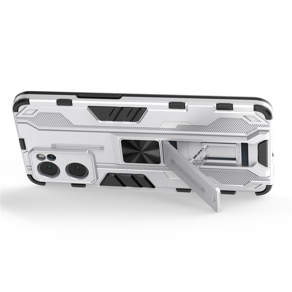 Dual-Layer PC + TPU Impact-Resistant Protective Case with Kickstand Holder for Oppo Reno7 5G - Silver-3