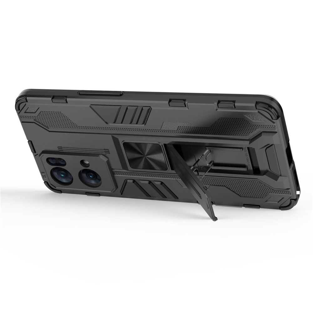 Dual-Layer Soft Flexible TPU Hard PC Anti-Slip Protective Phone Case with Kickstand for Oppo Reno7 Pro 5G - Black-3