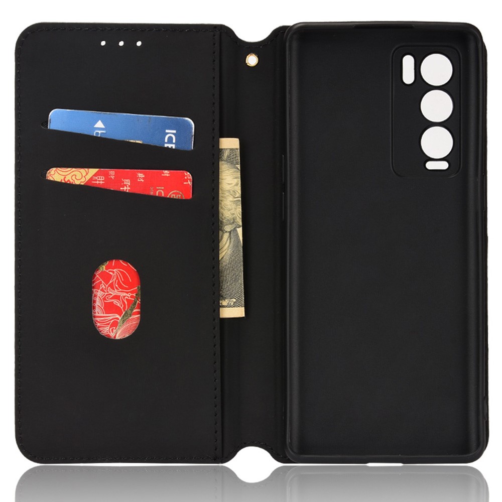 3D Rhombus Pattern Imprinted Cell Phone Case PU Leather + TPU Protective Cover with Stand Wallet for Realme GT Explorer Master - Black-5