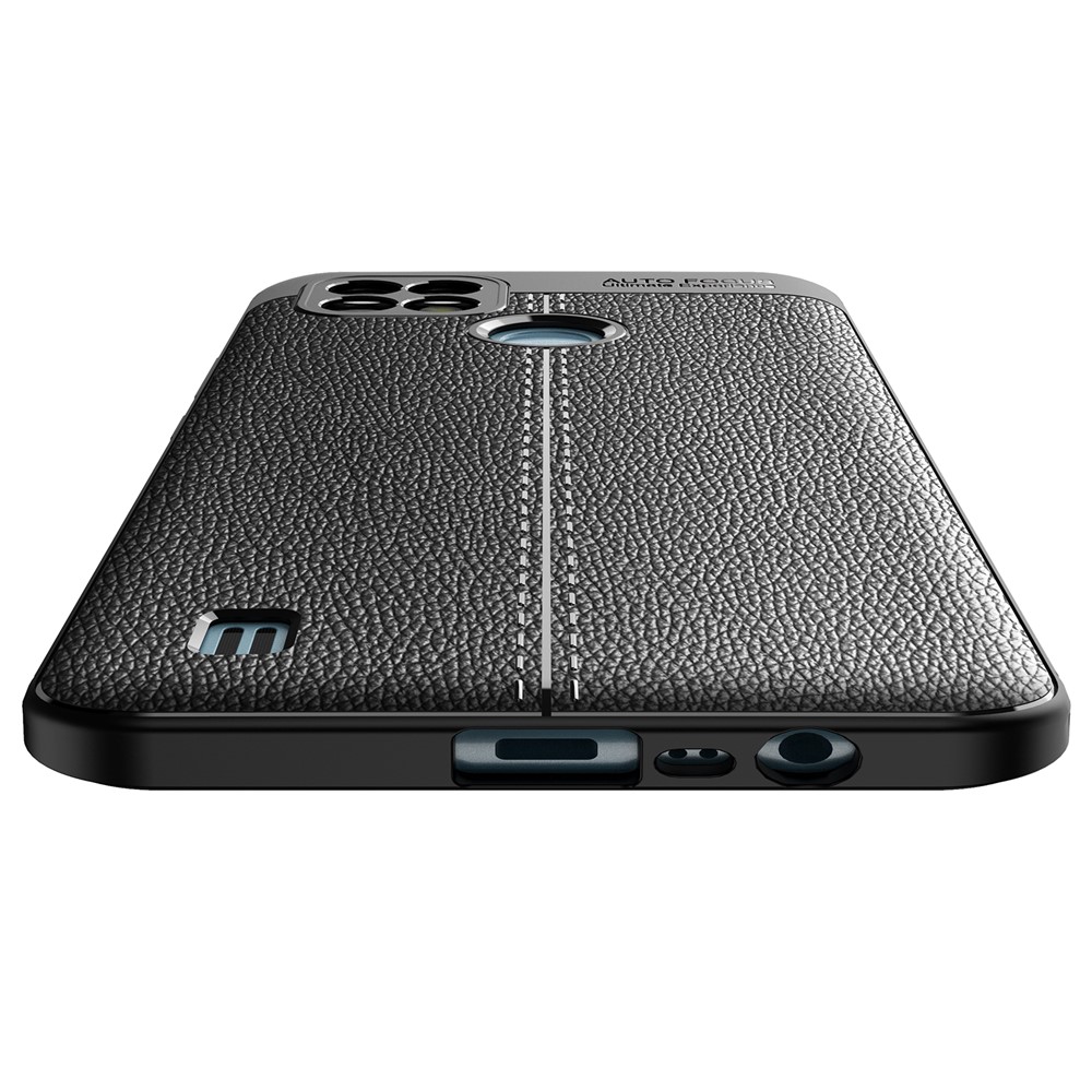 Litchi Texture Anti-Fingerprint Flexible TPU Shock-Absorption Back Cover for Realme C21Y - Black-3