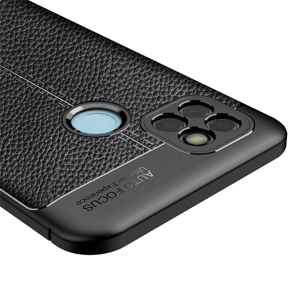 Litchi Texture Anti-Fingerprint Flexible TPU Shock-Absorption Back Cover for Realme C21Y - Black-5