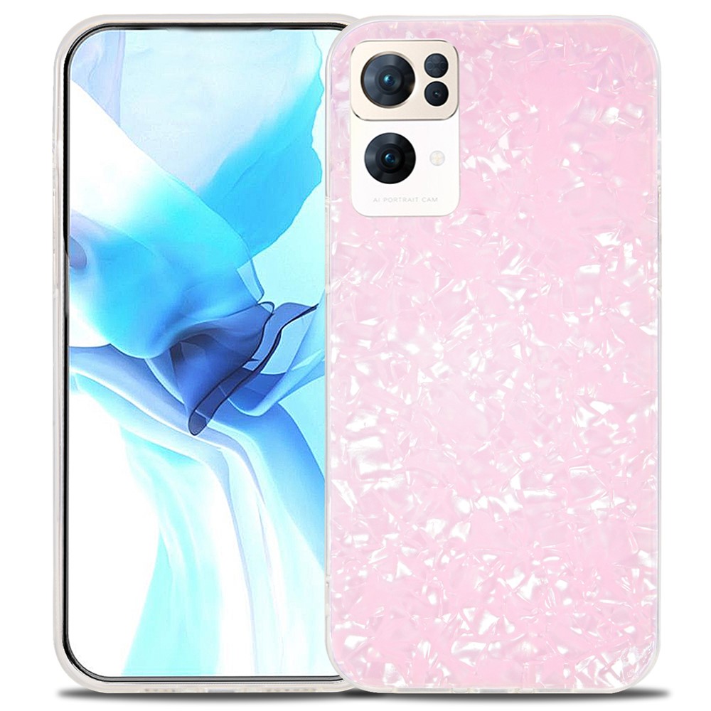 IPAKY IMD Design Shockproof Slim Hard Acrylic + Soft TPU Edges Protective Phone Case for Oppo Reno7 Pro 5G - Pink-1