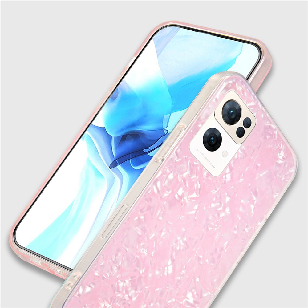 IPAKY IMD Design Shockproof Slim Hard Acrylic + Soft TPU Edges Protective Phone Case for Oppo Reno7 Pro 5G - Pink-5
