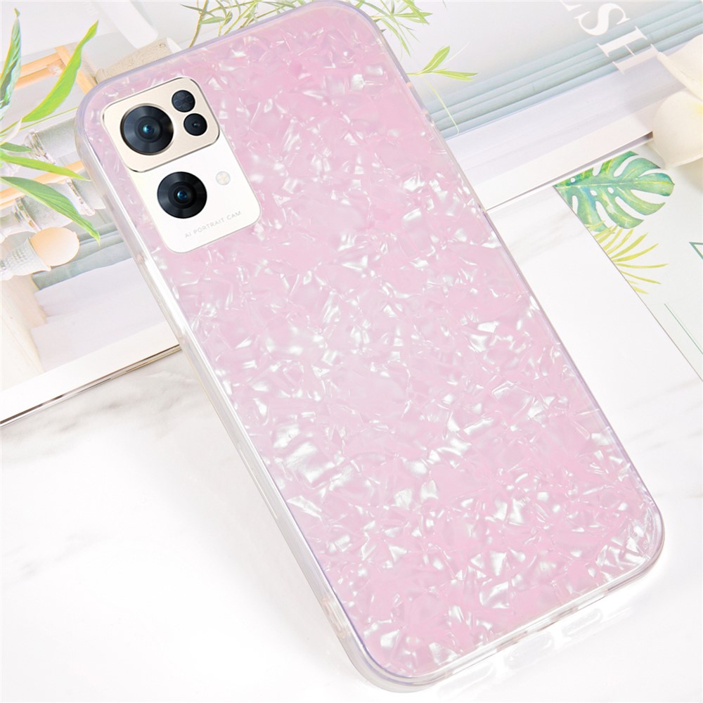 IPAKY IMD Design Shockproof Slim Hard Acrylic + Soft TPU Edges Protective Phone Case for Oppo Reno7 Pro 5G - Pink-6