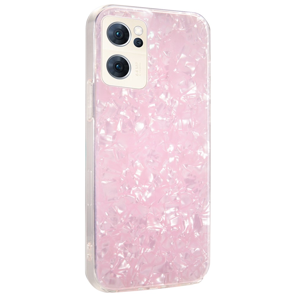 IPAKY Dual Layer Hard Acrylic Back + Soft TPU Shockproof High Impact Protective IMD Phone Case for Oppo Reno7 5G - Pink-2