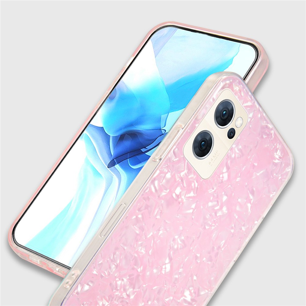 IPAKY Dual Layer Hard Acrylic Back + Soft TPU Shockproof High Impact Protective IMD Phone Case for Oppo Reno7 5G - Pink-5