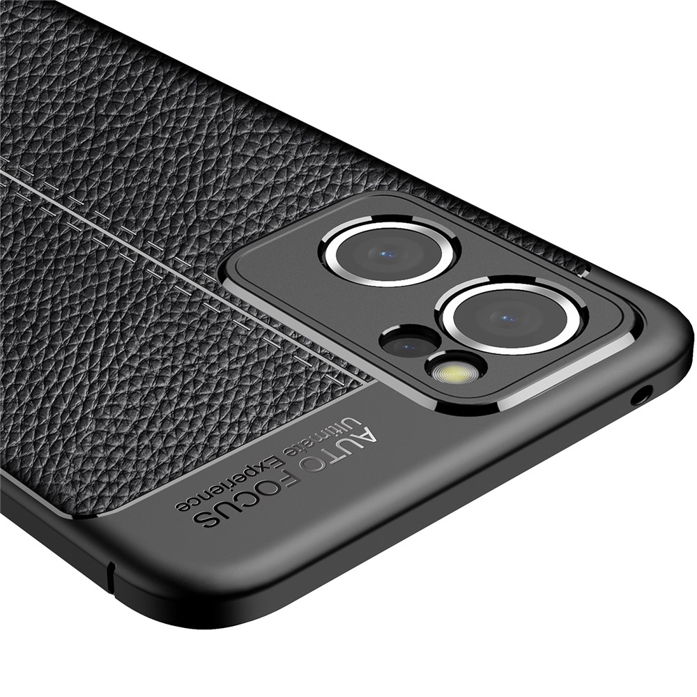 Drop Protection Litchi Texture Flexible TPU Shockproof Drop-Proof Shell Case for Oppo Reno7 SE 5G - Black-4