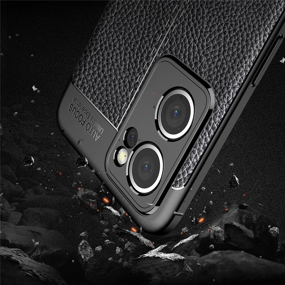 Drop Protection Litchi Texture Flexible TPU Shockproof Drop-Proof Shell Case for Oppo Reno7 SE 5G - Black-6