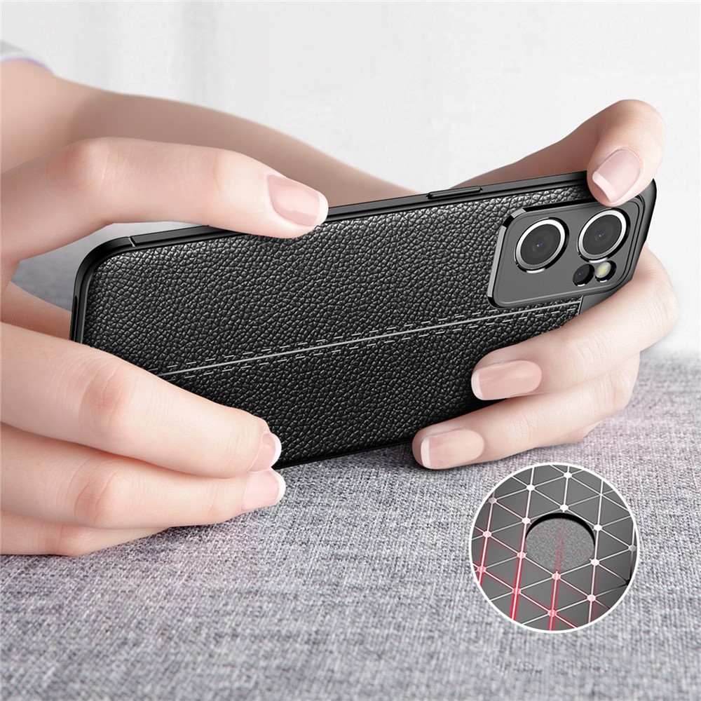 Drop Protection Litchi Texture Flexible TPU Shockproof Drop-Proof Shell Case for Oppo Reno7 SE 5G - Black-7