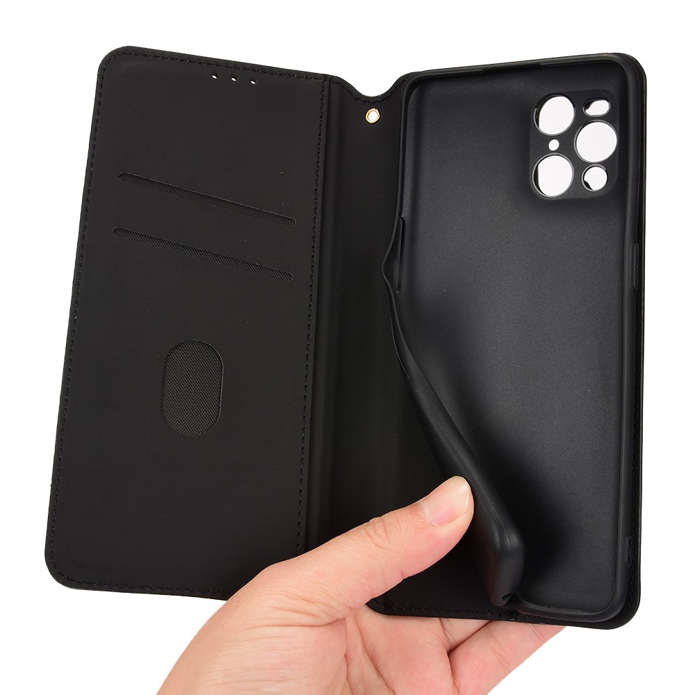 Protective Cover Shockproof Rhombus Pattern Imprinted Cell Phone Case PU Leather + TPU Phone Case with Stand Wallet for Oppo Find X3 Pro / Find X3 - Black-9