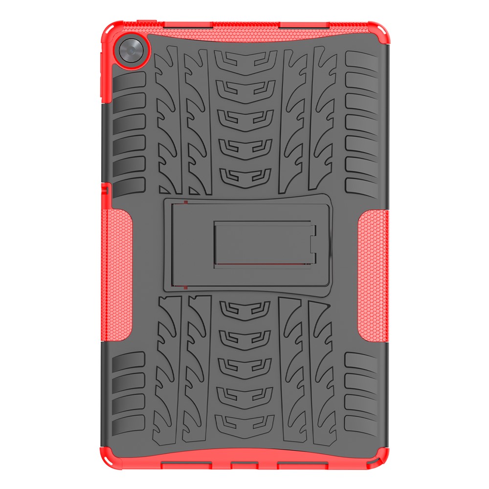 Tire Texture Hard PC + Soft TPU Impact Resistant Tablet Case Cover with Folding Kickstand for Realme Pad 10.4'' - Red-2