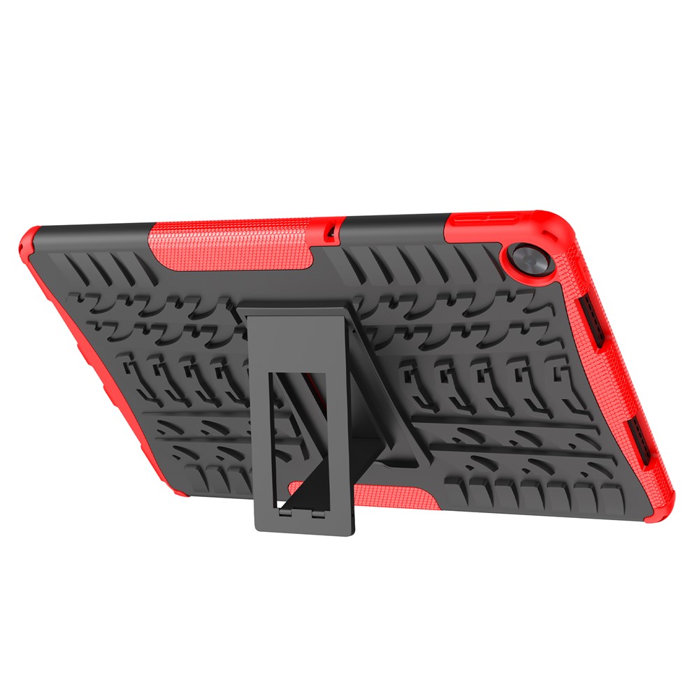 Tire Texture Hard PC + Soft TPU Impact Resistant Tablet Case Cover with Folding Kickstand for Realme Pad 10.4'' - Red-5