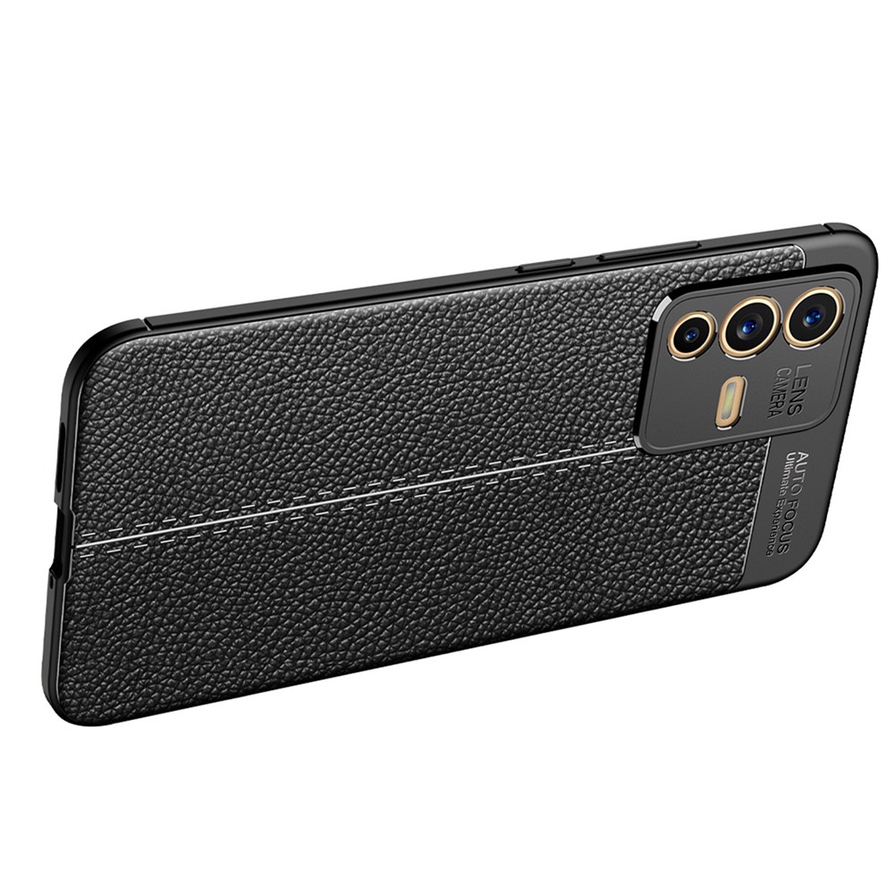 Litchi Texture Anti-Fingerprint Flexible TPU Shock-Absorption Back Cover for vivo S12 - Black-4