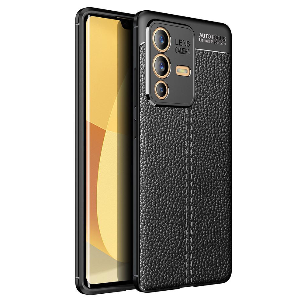 Anti-Fingerprint Litchi Texture Soft TPU Protective Back Cover for vivo S12 Pro - Black-1