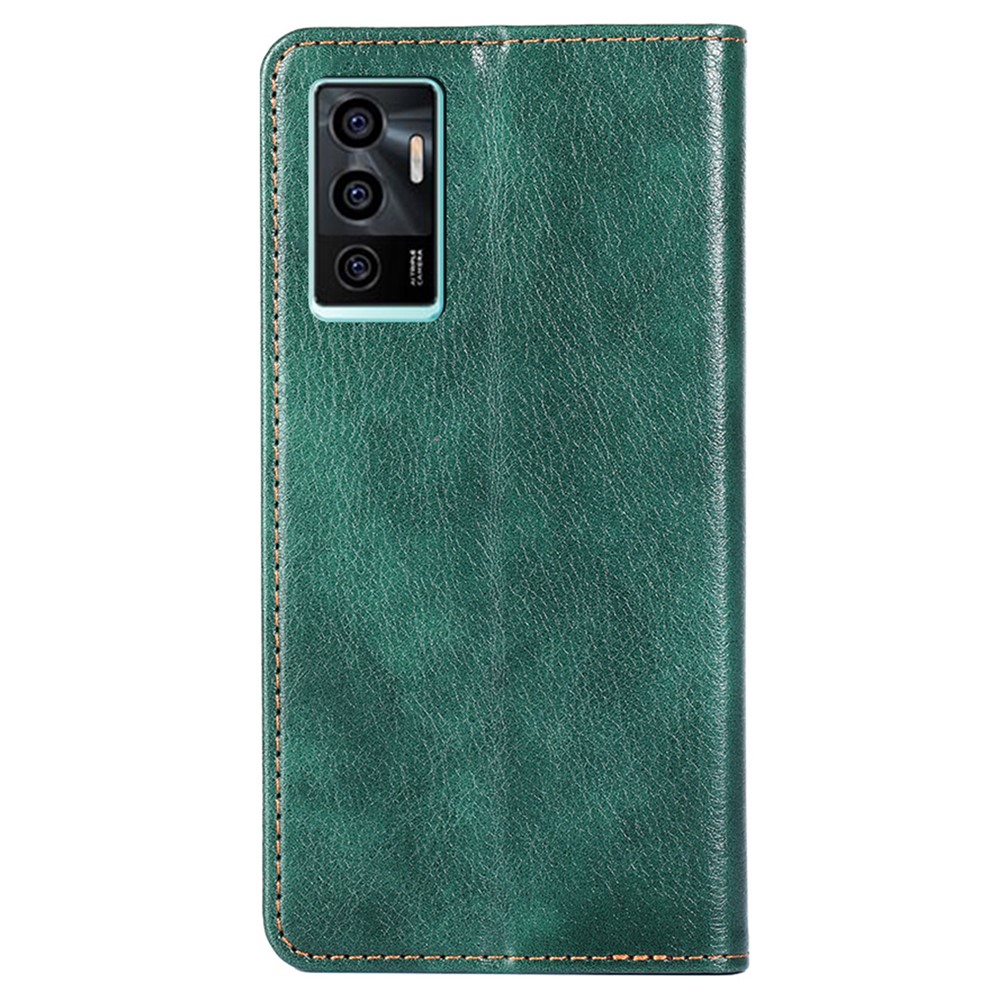 Viewing Stand PU Leather Protective Folio Cover Auto Magnetic Closed Wallet Folio Case for vivo V23e 4G / S10e - Green-3
