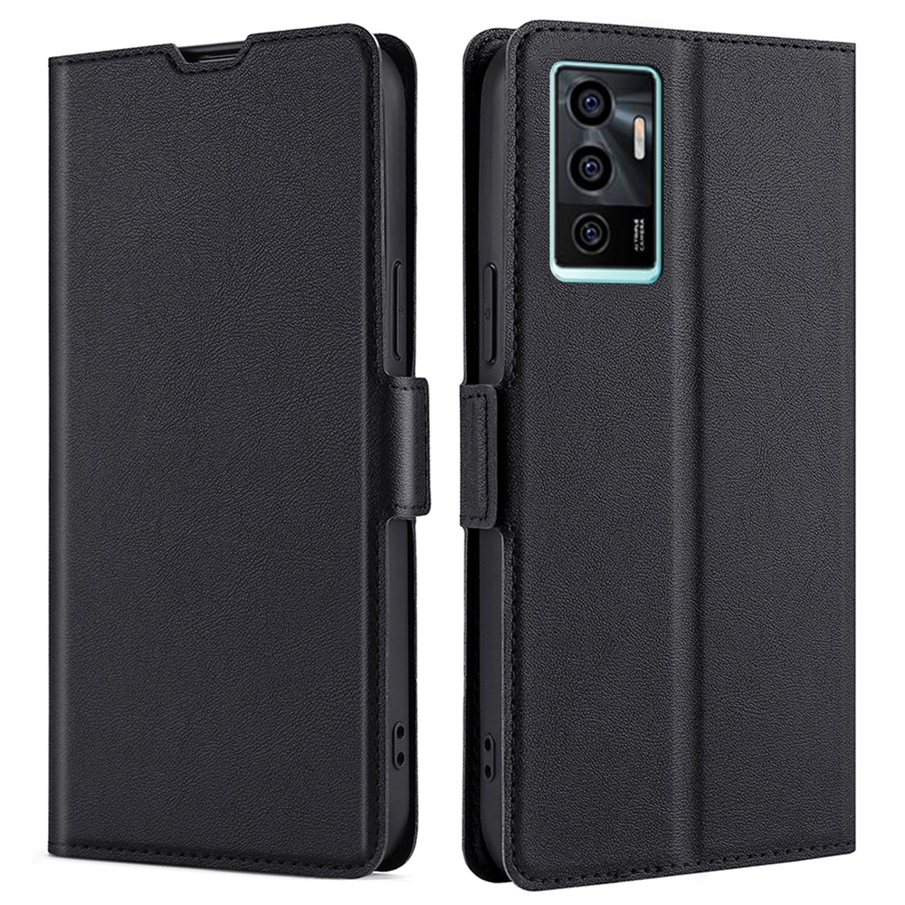 Side Magnetic Clasp Ultra-thin PU Leather Full-protection Phone Cover Stand Case with Card Slot for vivo V23e 5G/V23e 4G/S10e - Black-1