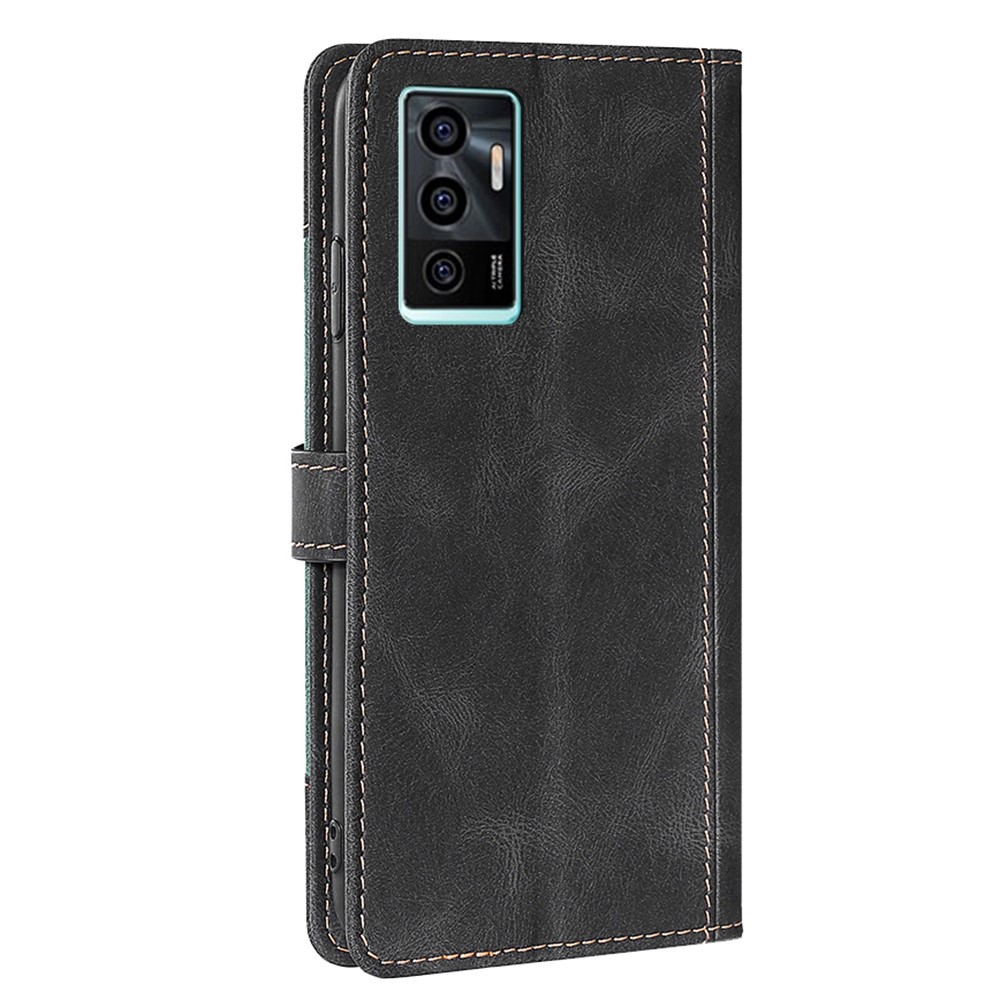 For Honor 60 Pro 4G/5G Shockproof Wallet PU Leather Cover Bi-color Splicing Style Stand Mobile Phone Case - Black-2
