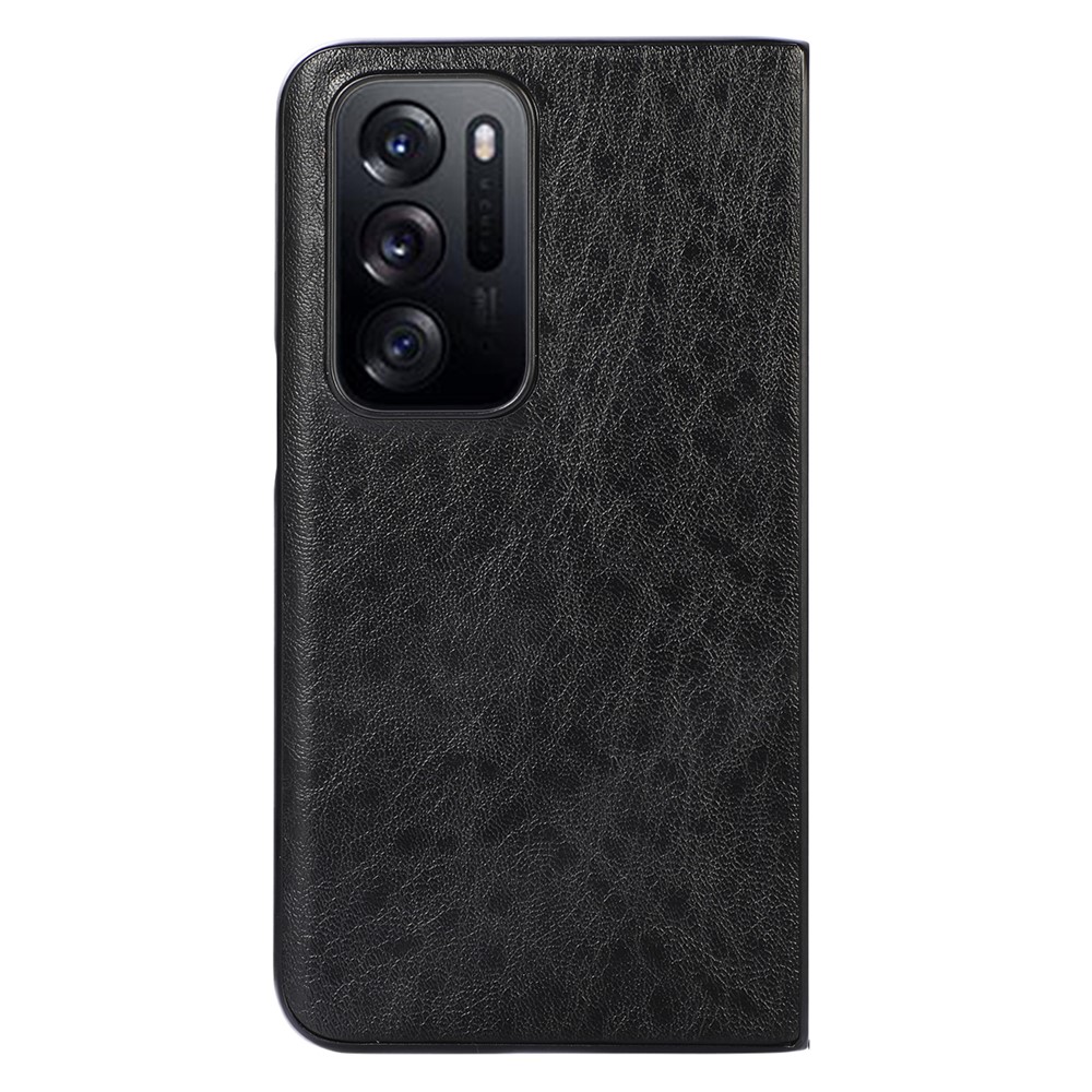 Crazy Horse Texture Mobile Phone Case PU Leather Coated PC Hybrid Phone Cover for Oppo Find N - Black-2