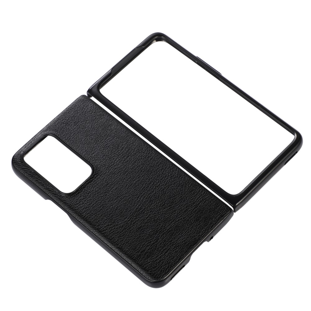 Litchi Texture Mobile Phone Case PU Leather Coated PC Hybrid Phone Cover for Oppo Find N - Black-4