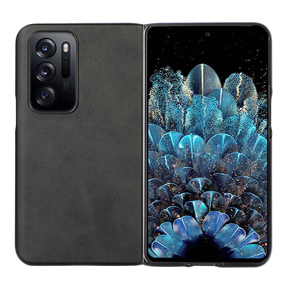 Slim Anti-scratch Drop-proof PU Leather Coated PC Phone Case Cover for Oppo Find N - Black-1