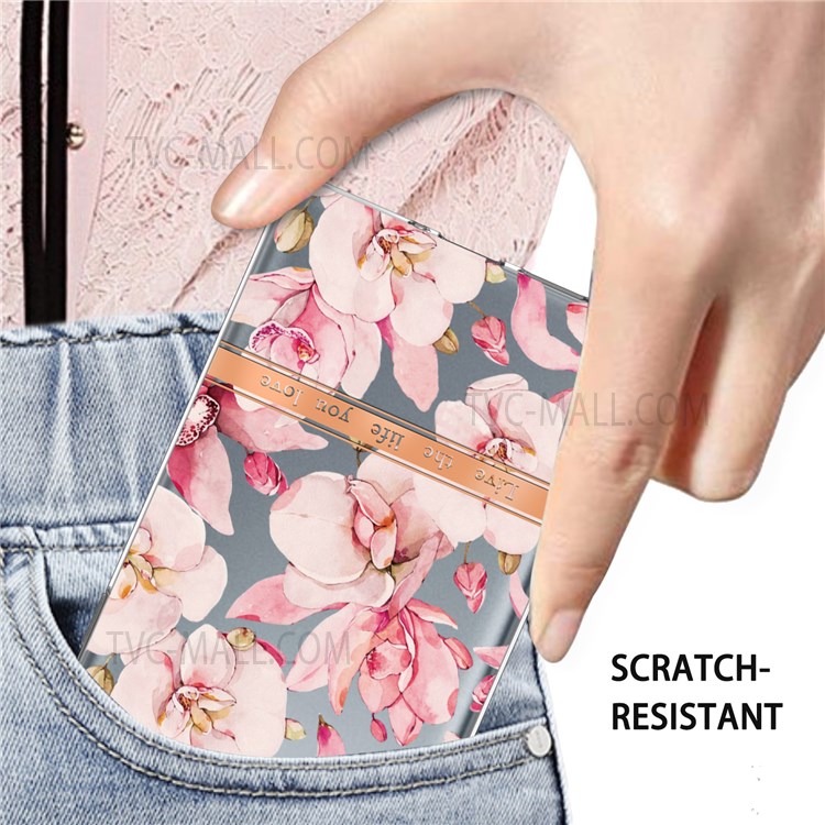 LB5 Series Electroplating IMD IML Soft TPU Phone Case Flower Pattern Ultra Slim Protective Cover for Oppo Reno6 Pro 5G (Snapdragon)/Reno6 Pro+ 5G - HC005 Pink Gardenia-6