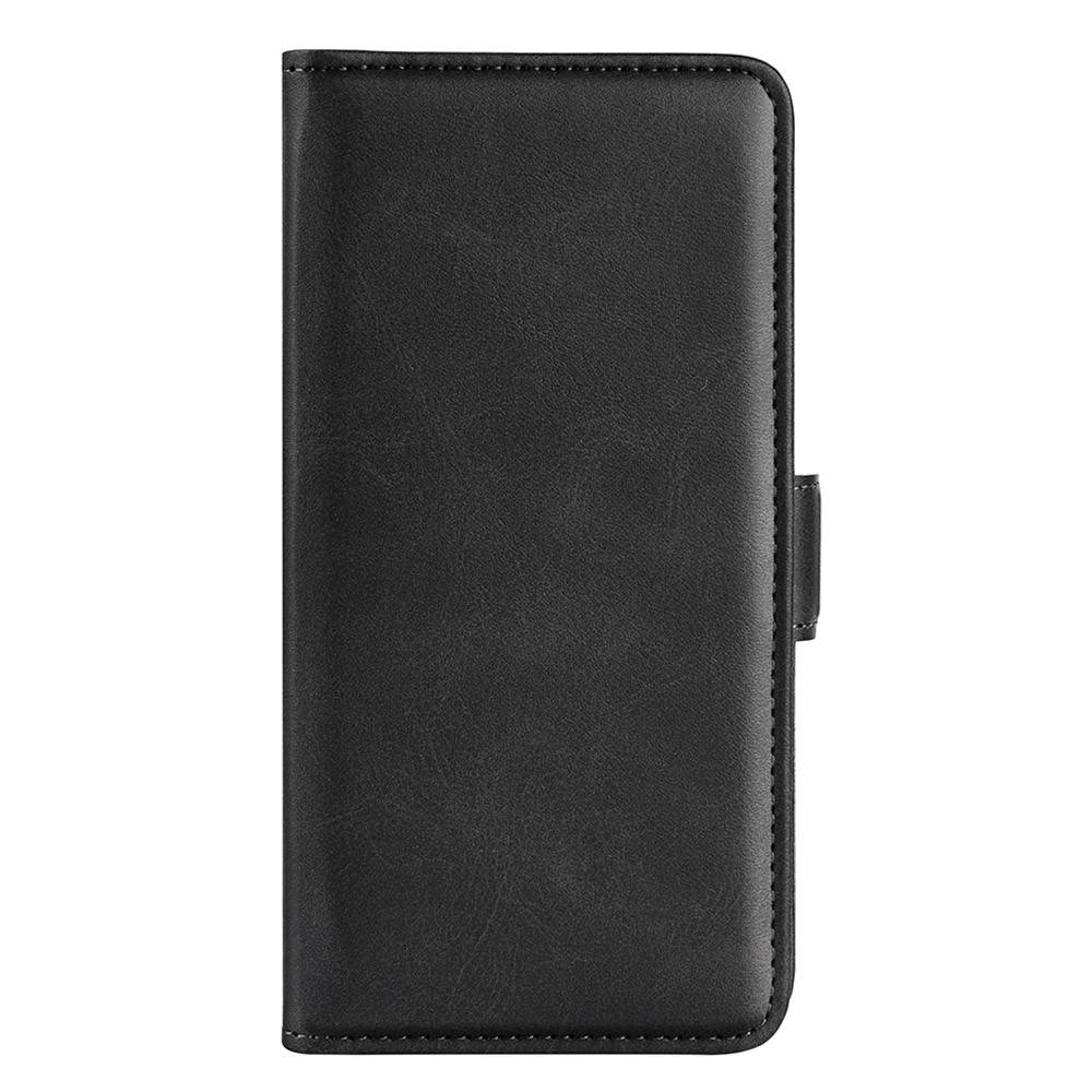 Folding Stand Textured PU Leather Wallet Flip Cover TPU Inner Shell with Magnetic Double Clasps for OPPO A55s 5G - Black-2