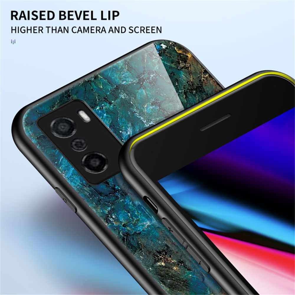 Marble Pattern Tempered Glass + PC + TPU Shock Absorbing Ultra Slim Phone Case for Oppo A55s - Blood Red Marble-4
