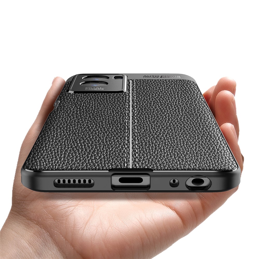 Litchi Texture Shock Absorption Soft TPU Protective Case Phone Cover for vivo Y55s 5G - Black-4