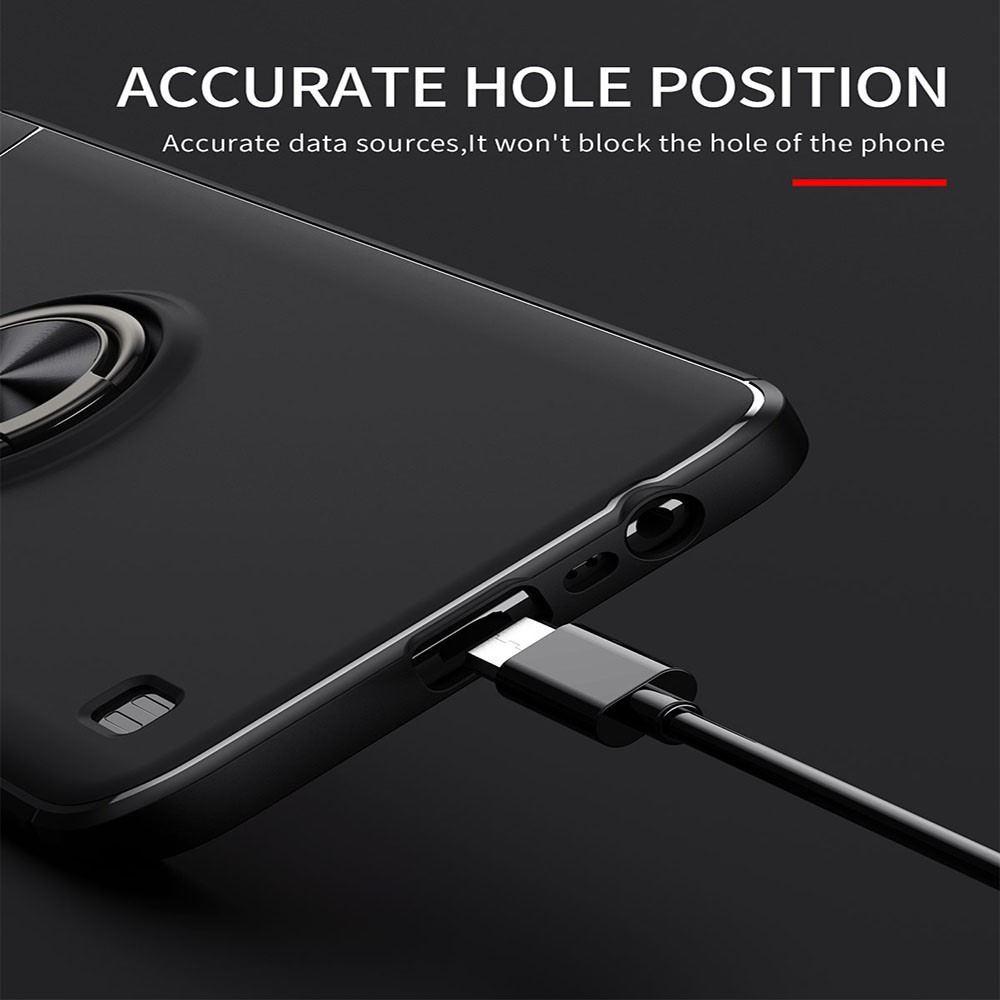 Soft TPU Phone Case Bag Ring Kickstand Anti-Fingerprint Shockproof Back Phone Cover for Realme C21Y - Black-12