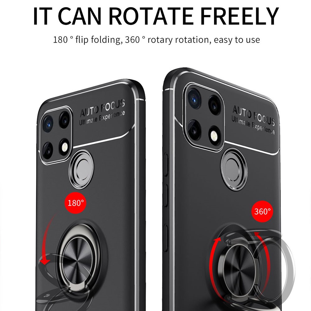 Soft TPU Phone Case Bag Ring Kickstand Anti-Fingerprint Shockproof Back Phone Cover for Realme C21Y - Black-3