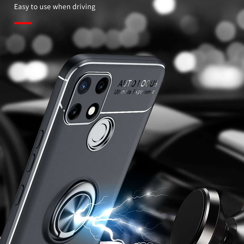 Soft TPU Phone Case Bag Ring Kickstand Anti-Fingerprint Shockproof Back Phone Cover for Realme C21Y - Black-5